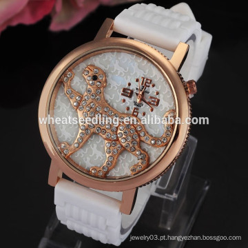 Relógio de discagem Leopard Dial Silicone Watch